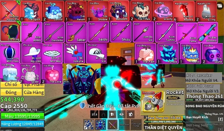  - người v4 song đao 7 trái đỏ 2 trái t-rex mammoth đang ăn kitsune rocket owned