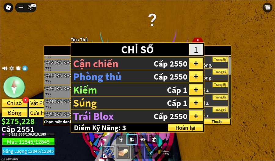  - 3 tộc v3 lưỡi hái dao găm guistar rocket owned quay owend bom owend
