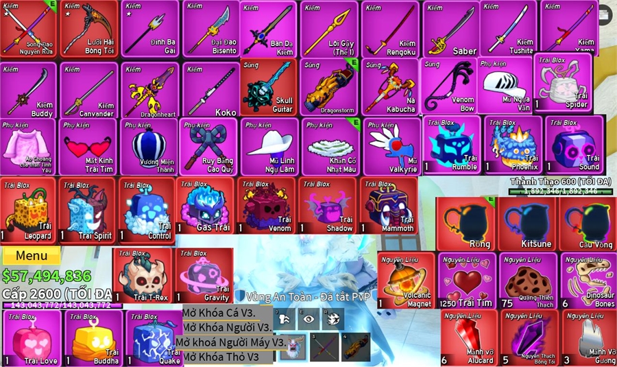  - 4 tộc v3 song đao lưỡi hái dragonheart,storm 9 trái đỏ leopard t-rex