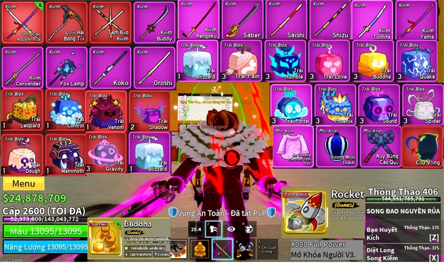  - tam bảo kiếm lưỡi hái song đao fox lamp 8 trái đỏ có leppard rocket owned budda owned