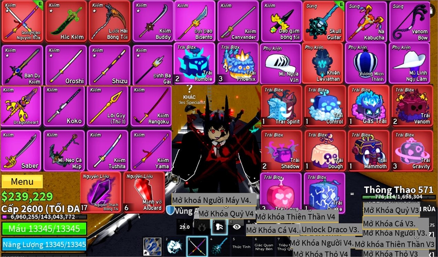  - 8 trái đỏ gas,mamoth hắc kiếm song đao lưỡi hái leviathan Arise 11/50 ST 11 full gear