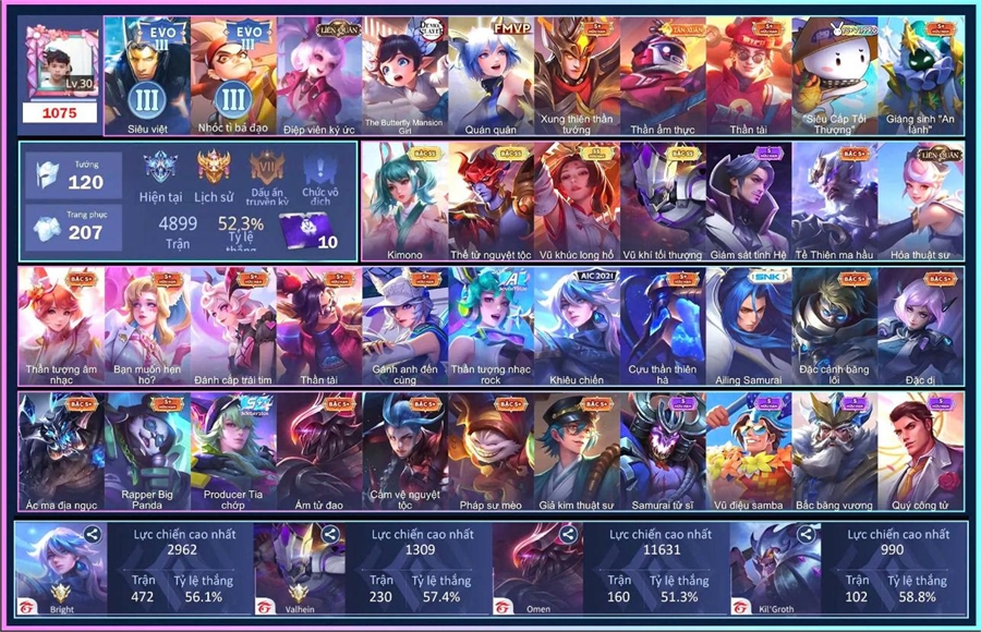  - acc full tướng 106k vàng