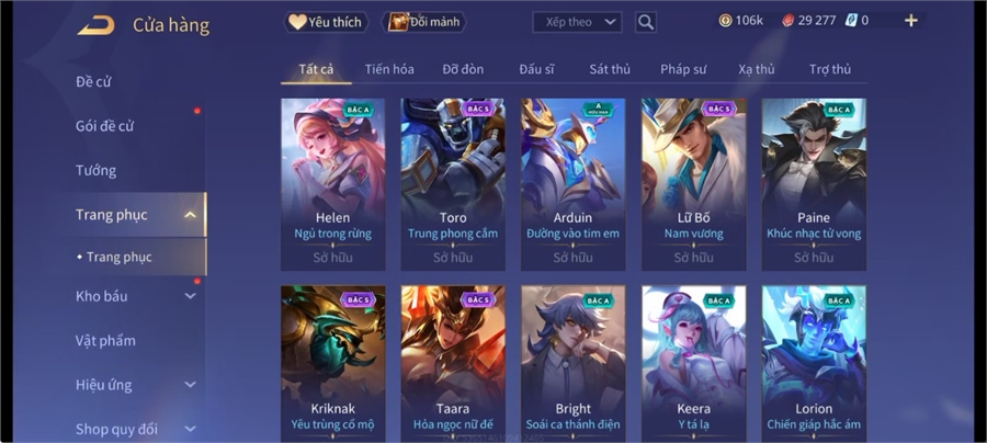  - acc full tướng 106k vàng