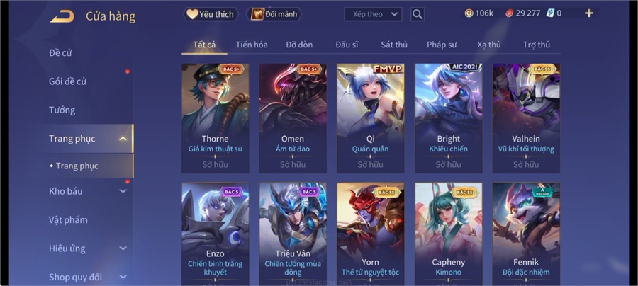  - acc full tướng 106k vàng