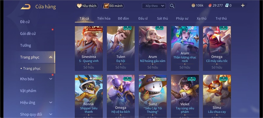  - acc full tướng 106k vàng