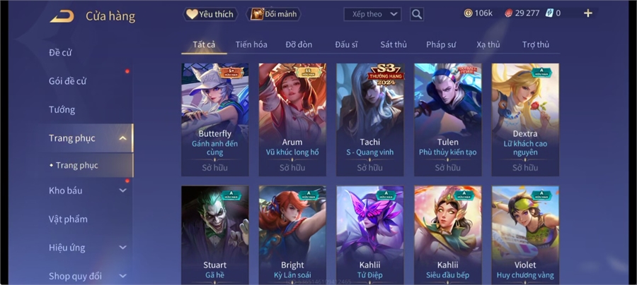  - acc full tướng 106k vàng