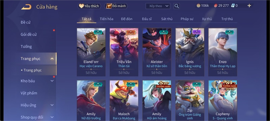  - acc full tướng 106k vàng