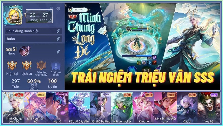  - đại cao thủ IV 19sao Triệu Vân Minh Chung Long Đế