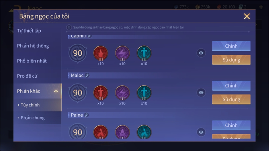  - 25 bảng ngọc 90,Tulen SSS