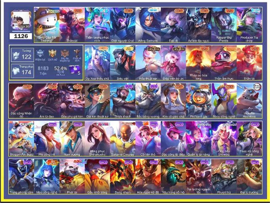  - acc trắng thông tin full tướng