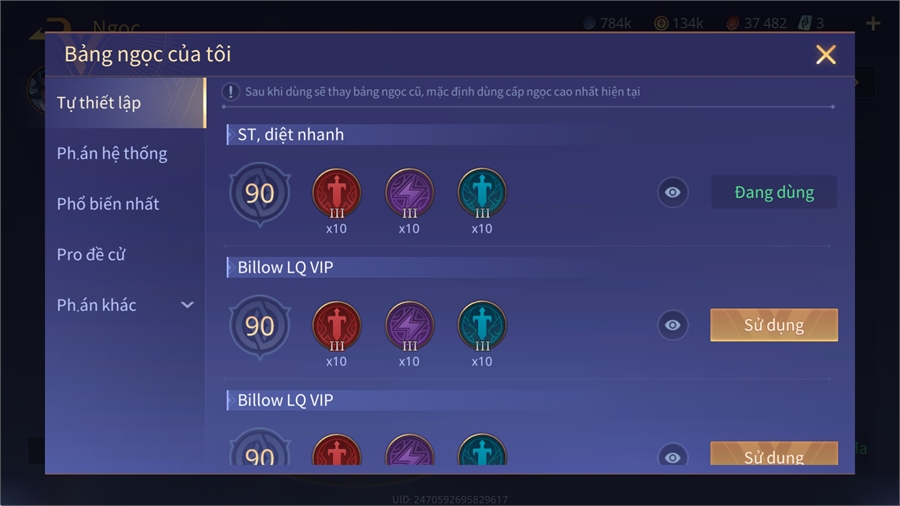  - full tướng 134k vàng